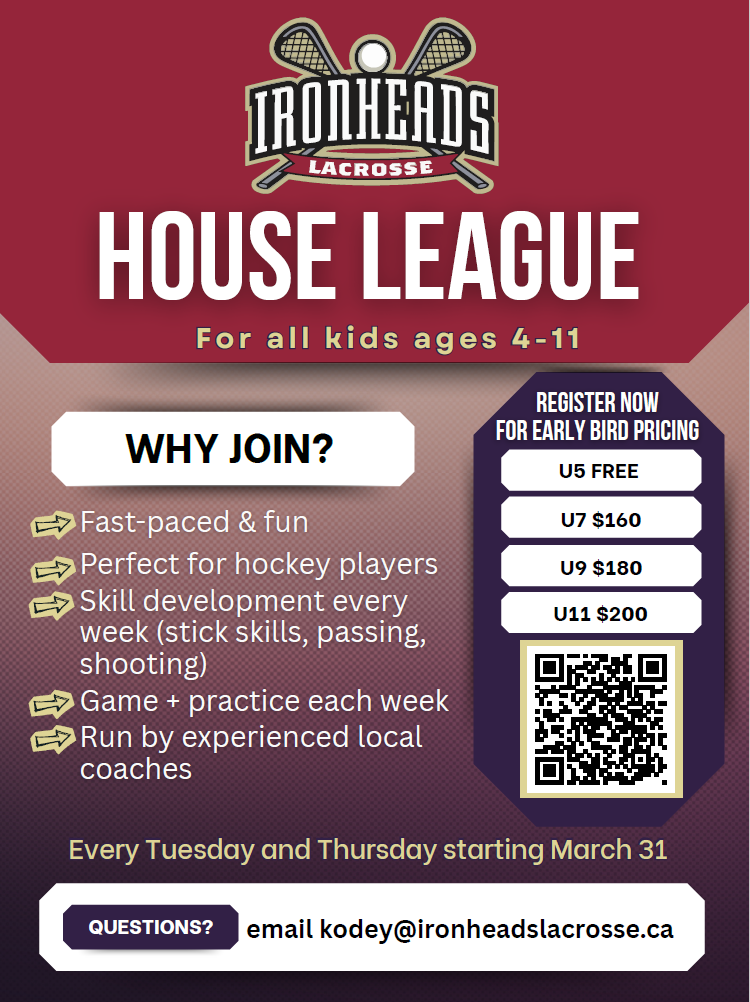 2026 Ironheads Lacrosse House League Flyer